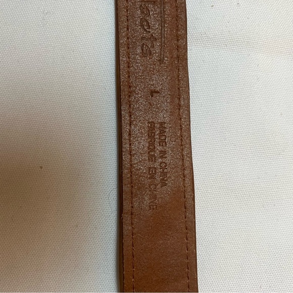 VTG Talbots Womens Sz. L Brown Leather Plaid Tweed Patchwork Belt Preppy - Picture 10 of 10